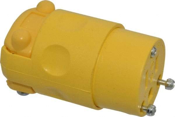 Leviton - 125 VAC, 15 Amp, 5-15R NEMA, Straight, Self Grounding, Residential Grade Connector - 2 Pole, 3 Wire, 1 Phase, PVC, Yellow - Caliber Tooling