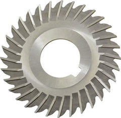 Made in USA - 3" Blade Diam x 5/64" Blade Thickness, 1" Hole, 32 Teeth, High Speed Steel Side Chip Saw - Straight Tooth, Arbor Connection, Right Hand Cut, Uncoated, with Keyway - Caliber Tooling