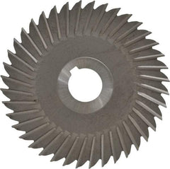 Made in USA - 5" Blade Diam x 5/32" Blade Thickness, 1" Hole, 40 Teeth, High Speed Steel Side Chip Saw - Straight Tooth, Arbor Connection, Right Hand Cut, Uncoated, with Keyway - Caliber Tooling