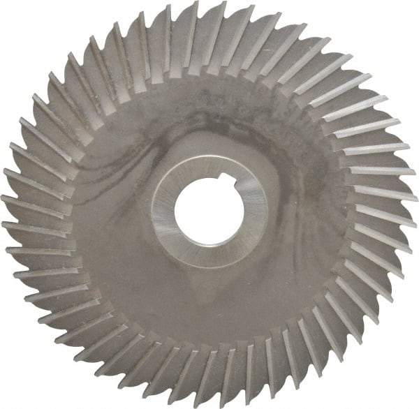 Made in USA - 6" Blade Diam x 5/32" Blade Thickness, 1" Hole, 48 Teeth, High Speed Steel Side Chip Saw - Straight Tooth, Arbor Connection, Right Hand Cut, Uncoated, with Keyway - Caliber Tooling