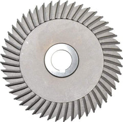 Made in USA - 6" Blade Diam x 1/4" Blade Thickness, 1" Hole, 48 Teeth, High Speed Steel Side Chip Saw - Straight Tooth, Arbor Connection, Right Hand Cut, Uncoated, with Keyway - Caliber Tooling