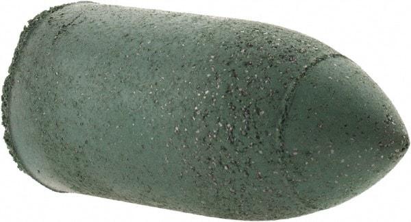 Made in USA - 7/8" Max Diam x 1-3/4" Long, Cone, Rubberized Point - Coarse Grade, Silicon Carbide, 1/4" Arbor Hole, Unmounted - Caliber Tooling