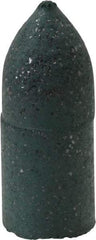 Made in USA - 3/8" Max Diam x 1" Long, Cone, Rubberized Point - Coarse Grade, Silicon Carbide, 1/8" Arbor Hole, Unmounted - Caliber Tooling