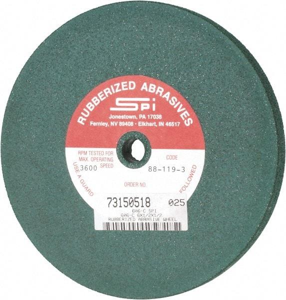 Made in USA - 6" Diam x 1/2" Hole x 1/2" Thick, 46 Grit Surface Grinding Wheel - Aluminum Oxide/Silicon Carbide Blend, Coarse Grade, 3,600 Max RPM - Caliber Tooling