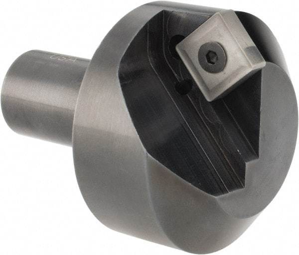 Cutting Tool Technologies - 100° Included Angle, 1.9" Max Cut Diam, 1.9mm Body Diam, 3/4" Shank Diam, 2-3/8" OAL, Indexable Countersink - 0.27" LOC, Square Insert, SNMG 432 Insert Style, Negative Rake, Series NC - Caliber Tooling