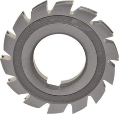 Made in USA - 1/16" Radius, 1/8" Circle Diam, 2-1/4" Diam x 0.26" Wide Cut, High Speed Steel Concave Radius Cutter - 2-1/4" OAL, Arbor Connection, Uncoated, Form Relieved, 10 Teeth - Caliber Tooling