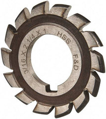 Made in USA - 3/16" Radius, 3/16" Circle Diam, 2-1/4" Cutter Diam, Arbor Connection, Convex Radius Cutter - High Speed Steel, Uncoated, Form Relieved, 14 Teeth - Caliber Tooling