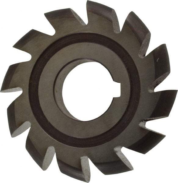 Made in USA - 1/4" Radius, 1" Circle Diam, 3" Cutter Diam, Arbor Connection, Convex Radius Cutter - High Speed Steel, Uncoated, Form Relieved, 12 Teeth - Caliber Tooling