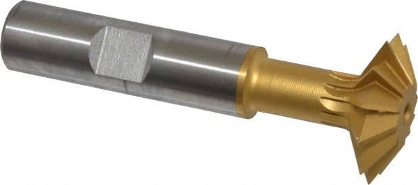 Made in USA - 1° 1" Cut Diam, 5/16" Cut Width, 1/2" Shank, High Speed Steel Double-Angle Cutter - Caliber Tooling