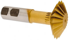 Made in USA - 2-1/4° 2-1/4" Cut Diam, 3/4" Cut Width, 7/8" Shank, High Speed Steel Double-Angle Cutter - Caliber Tooling