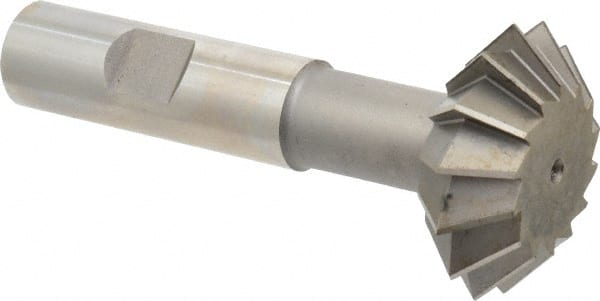 Made in USA - 1-1/2° 1-1/2" Cut Diam, 9/16" Cut Width, 5/8" Shank, High Speed Steel Double-Angle Cutter - Caliber Tooling