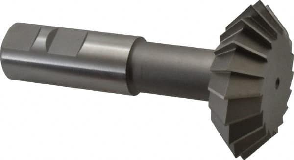 Made in USA - 2-1/4° 2-1/4" Cut Diam, 3/4" Cut Width, 7/8" Shank, High Speed Steel Double-Angle Cutter - Caliber Tooling