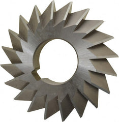 Made in USA - 2-3/4° 2-3/4" Cut Diam, 1/2" Cut Width, 1" Arbor, High Speed Steel Double-Angle Cutter - Caliber Tooling