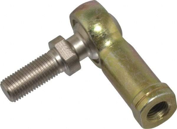 Alinabal - 3/8" ID, 1" Max OD, 3,250 Lb Max Static Cap, Spherical Rod End - 3/8-24 LH, 9/16" Shank Diam, 15/16" Shank Length, Steel with Molded Nyloy Raceway - Caliber Tooling