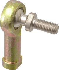 Alinabal - 1/4" ID, 3/4" Max OD, 1,650 Lb Max Static Cap, Spherical Rod End - 1/4-28 RH, 3/8" Shank Diam, 3/4" Shank Length, Steel with Molded Nyloy Raceway - Caliber Tooling