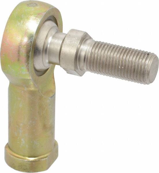 Alinabal - 1/2" ID, 1.3333" Max OD, 6,400 Lb Max Static Cap, Spherical Rod End - 1/2-20 RH, 3/4" Shank Diam, 1-3/16" Shank Length, Steel with Molded Nyloy Raceway - Caliber Tooling