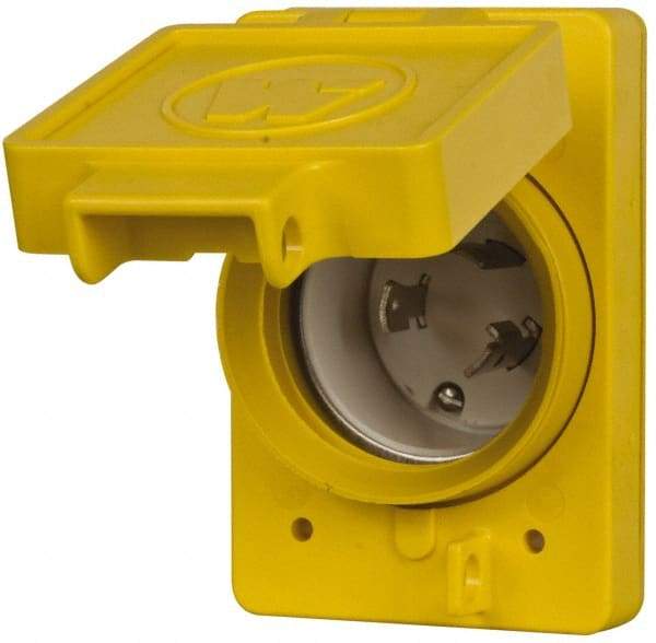 Value Collection - 125 VAC, 30 Amp, L5-30P NEMA, Self Grounding Receptacle - 2 Poles, 3 Wire, Male End, Yellow - Caliber Tooling