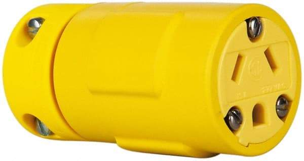 Value Collection - 277 VAC, 15 Amp, 7-15 NEMA, Straight, Ungrounded, Industrial Grade Connector - 2 Pole, 3 Wire, Rubber, Yellow - Caliber Tooling