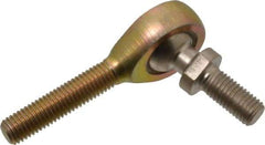 Alinabal - 1/4" ID, 3/4" Max OD, 1,650 Lb Max Static Cap, Spherical Rod End - 1/4-28 RH, 3/8" Shank Diam, 1" Shank Length, Steel with Molded Nyloy Raceway - Caliber Tooling