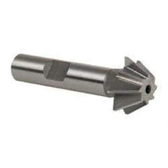 Made in USA - 3/4" Diam x 5/16" Width of Cut, 60° Included Angle, Shank Connection, High Speed Steel Single Angle Cutter - 3/8" Shank Diam, 2-1/8" Overall Length, Right Hand Cut, Uncoated - Caliber Tooling