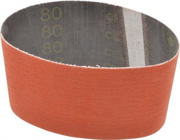 3M - 3-1/2" Wide x 15-1/2" OAL, 80 Grit, Ceramic Abrasive Belt - Ceramic, Medium, Coated, YF Weighted Cloth Backing, Wet/Dry, Series 777F - Caliber Tooling