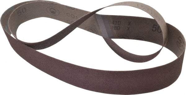 3M - 2" Wide x 60" OAL, 50 Grit, Aluminum Oxide Abrasive Belt - Aluminum Oxide, Coarse, Coated, X Weighted Cloth Backing, Series 241D - Caliber Tooling