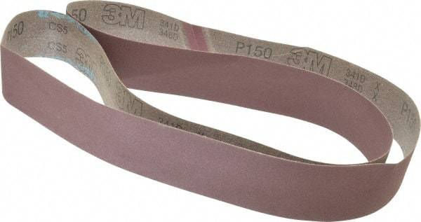 3M - 2" Wide x 72" OAL, 150 Grit, Aluminum Oxide Abrasive Belt - Aluminum Oxide, Very Fine, Coated, X Weighted Cloth Backing, Series 341D - Caliber Tooling