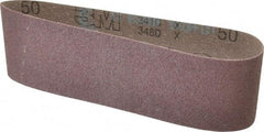 3M - 3" Wide x 21" OAL, 50 Grit, Aluminum Oxide Abrasive Belt - Aluminum Oxide, Coarse, Coated, X Weighted Cloth Backing, Series 341D - Caliber Tooling