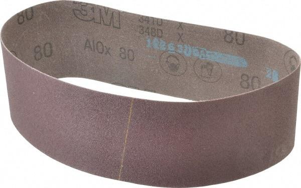 3M - 3" Wide x 24" OAL, 80 Grit, Aluminum Oxide Abrasive Belt - Aluminum Oxide, Medium, Coated, X Weighted Cloth Backing, Series 341D - Caliber Tooling