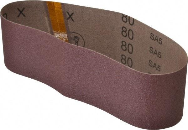 3M - 3" Wide x 24" OAL, 80 Grit, Aluminum Oxide Abrasive Belt - Aluminum Oxide, Medium, Coated, X Weighted Cloth Backing, Series 340D - Caliber Tooling