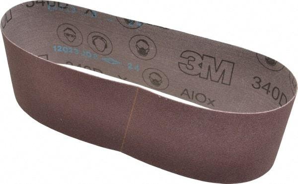 3M - 3" Wide x 24" OAL, 100 Grit, Aluminum Oxide Abrasive Belt - Aluminum Oxide, Fine, Coated, X Weighted Cloth Backing, Series 340D - Caliber Tooling