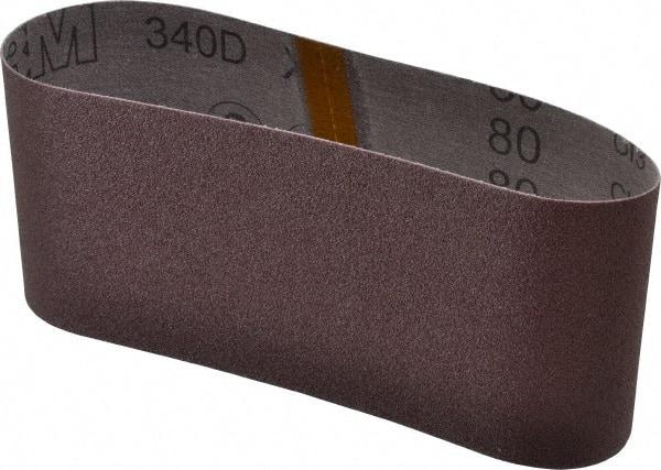 3M - 4" Wide x 21-3/4" OAL, 80 Grit, Aluminum Oxide Abrasive Belt - Aluminum Oxide, Medium, Coated, X Weighted Cloth Backing, Series 240D - Caliber Tooling