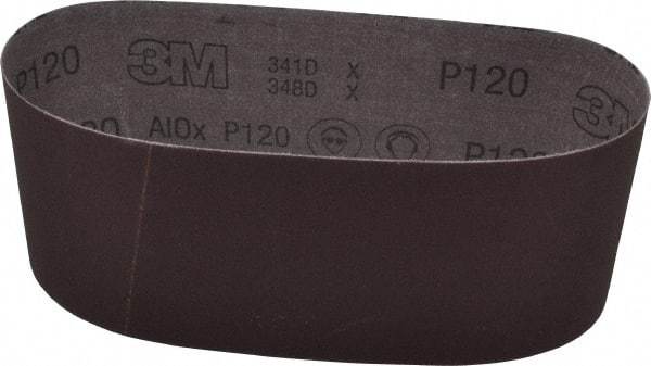 3M - 4" Wide x 24" OAL, 120 Grit, Aluminum Oxide Abrasive Belt - Aluminum Oxide, Fine, Coated, X Weighted Cloth Backing, Series 341D - Caliber Tooling