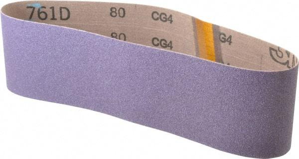 3M - 3" Wide x 24" OAL, 80 Grit, Ceramic Abrasive Belt - Ceramic, Medium, Coated, Y Weighted Cloth Backing, Series 761D - Caliber Tooling