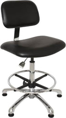 Bevco - Clean Room Swivel Chair - 20" Wide x 17-1/4" Deep, Vinyl Seat, Black - Caliber Tooling