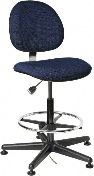 Bevco - ESD Swivel Stool - 18" Wide x 18" Deep, Conductive Cloth Seat, Navy Blue - Caliber Tooling