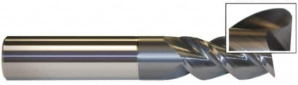 Accupro - 1/2", 3 Flute, Single End, Solid Carbide, 0.02" Corner Radius End Mill - 3" OAL, 40° Helix, Right Hand Flute, 1-1/4" LOC, Right Hand Cut - Caliber Tooling