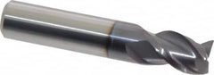 Accupro - 3/8", 3 Flute, Single End, Solid Carbide, 0.015" Corner Radius End Mill - 2" OAL, 40° Helix, Right Hand Flute, 5/8" LOC, Right Hand Cut - Caliber Tooling