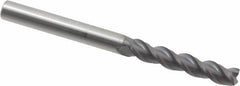 Accupro - 1/4", 3 Flute, Single End, Solid Carbide, 0.01" Corner Radius End Mill - 3" OAL, 40° Helix, Right Hand Flute, 1-1/4" LOC, Right Hand Cut - Caliber Tooling