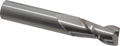 Accupro - 1/2", 2 Flute, Single End, Solid Carbide, 0.03" Corner Radius End Mill - 3" OAL, 40° Helix, Right Hand Flute, 1" LOC, Right Hand Cut - Caliber Tooling