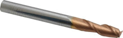 Accupro - 1/4", 2 Flute, Single End, Solid Carbide, 0.015" Corner Radius End Mill - 2-1/2" OAL, 40° Helix, Right Hand Flute, 3/4" LOC, Right Hand Cut - Caliber Tooling