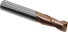 Accupro - 3/8", 2 Flute, Single End, Solid Carbide, 0.03" Corner Radius End Mill - 2-1/2" OAL, 40° Helix, Right Hand Flute, 7/8" LOC, Right Hand Cut - Caliber Tooling