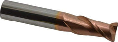 Accupro - 1/2", 2 Flute, Single End, Solid Carbide, 0.03" Corner Radius End Mill - 3" OAL, 40° Helix, Right Hand Flute, 1" LOC, Right Hand Cut - Caliber Tooling