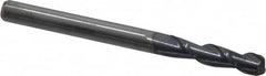 Accupro - 1/8", 2 Flute, Single End, Solid Carbide, 0.03" Corner Radius End Mill - 1-1/2" OAL, 40° Helix, Right Hand Flute, 1/2" LOC, Right Hand Cut - Caliber Tooling