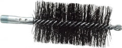 Schaefer Brush - 4-1/2" Brush Length, 2-1/2" Diam, Double Stem, Double Spiral Tube Brush - 7-1/2" Long, Tempered Steel Wire, 1/4" NPT Male Connection - Caliber Tooling