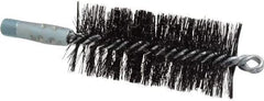 Schaefer Brush - 4-1/2" Brush Length, 2" Diam, Double Stem, Double Spiral Tube Brush - 7-1/2" Long, Tempered Steel Wire, 1/4" NPT Male Connection - Caliber Tooling