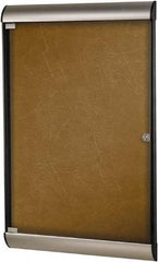 Ghent - 70-1/4" Wide x 36" High Enclosed Cork Bulletin Board - Natural Cork, Aluminum Frame - Caliber Tooling