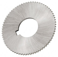 Made in USA - 1-3/4" Diam x 0.01" Blade Thickness x 5/8" Arbor Hole Diam, 132 Tooth Slitting and Slotting Saw - Arbor Connection, Right Hand, Uncoated, High Speed Steel, Concave Ground, Contains Keyway - Caliber Tooling