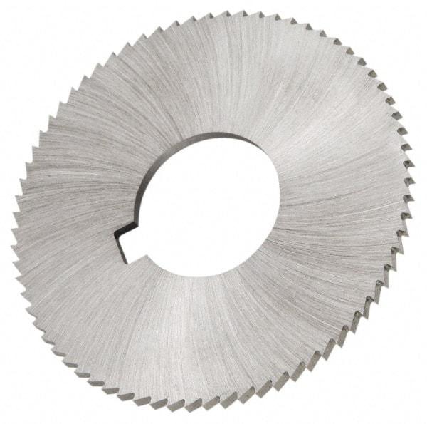 Made in USA - 2-1/4" Diam x 0.014" Blade Thickness x 5/8" Arbor Hole Diam, 60 Tooth Slitting and Slotting Saw - Arbor Connection, Right Hand, Uncoated, High Speed Steel, Concave Ground, Contains Keyway - Caliber Tooling