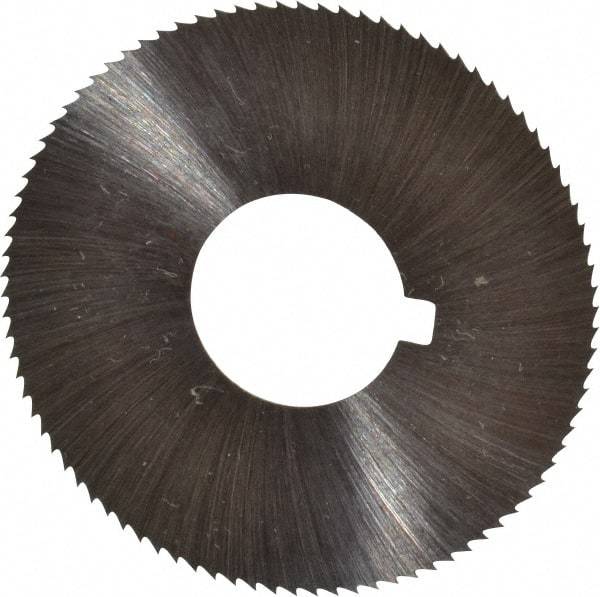 Made in USA - 1-3/4" Diam x 0.01" Blade Thickness x 5/8" Arbor Hole Diam, 90 Tooth Slitting and Slotting Saw - Arbor Connection, Right Hand, Uncoated, High Speed Steel, Concave Ground, Contains Keyway - Caliber Tooling